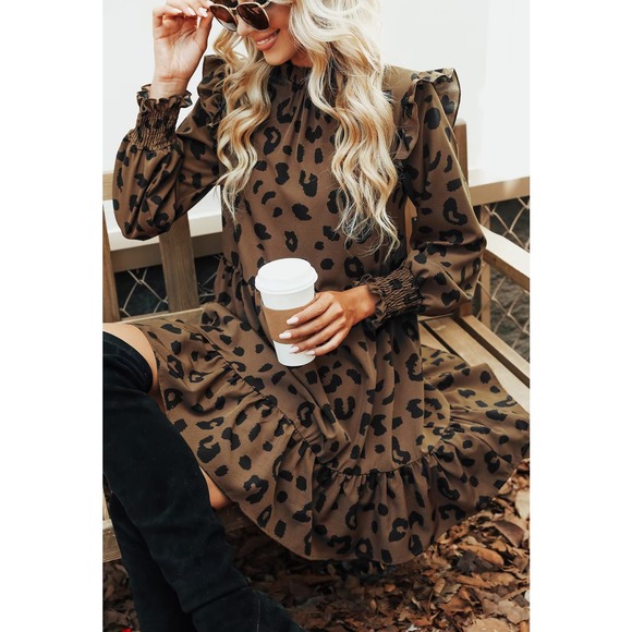 NWT Cupshe Bryanna Leopard Print Ruffled Dress - Picture 3 of 11